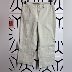 Ann Taylor Cream Textured Geometric Cropped Pants – Size 14 – 100% Cotton